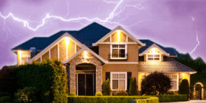 Home being protected during a lightning storm
