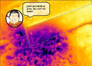 Leaky duct shown with infrared camera.
